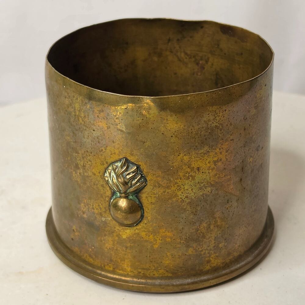 Antique Trench Art Royal West African Frontier Force Military Brass Approx 4x4" - Picture 3 of 10